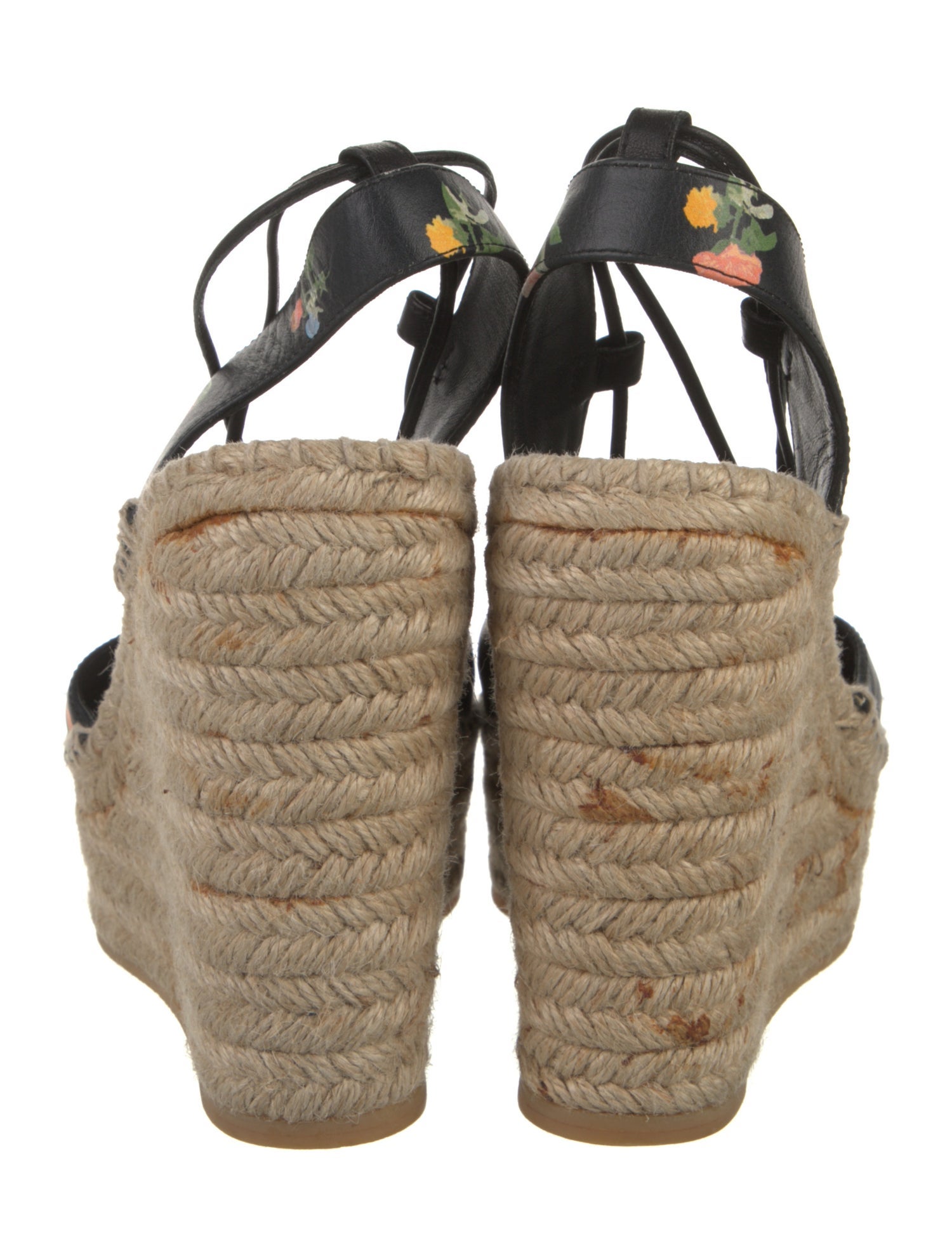 Saint Laurent Leather Floral Print T-Strap Pumps